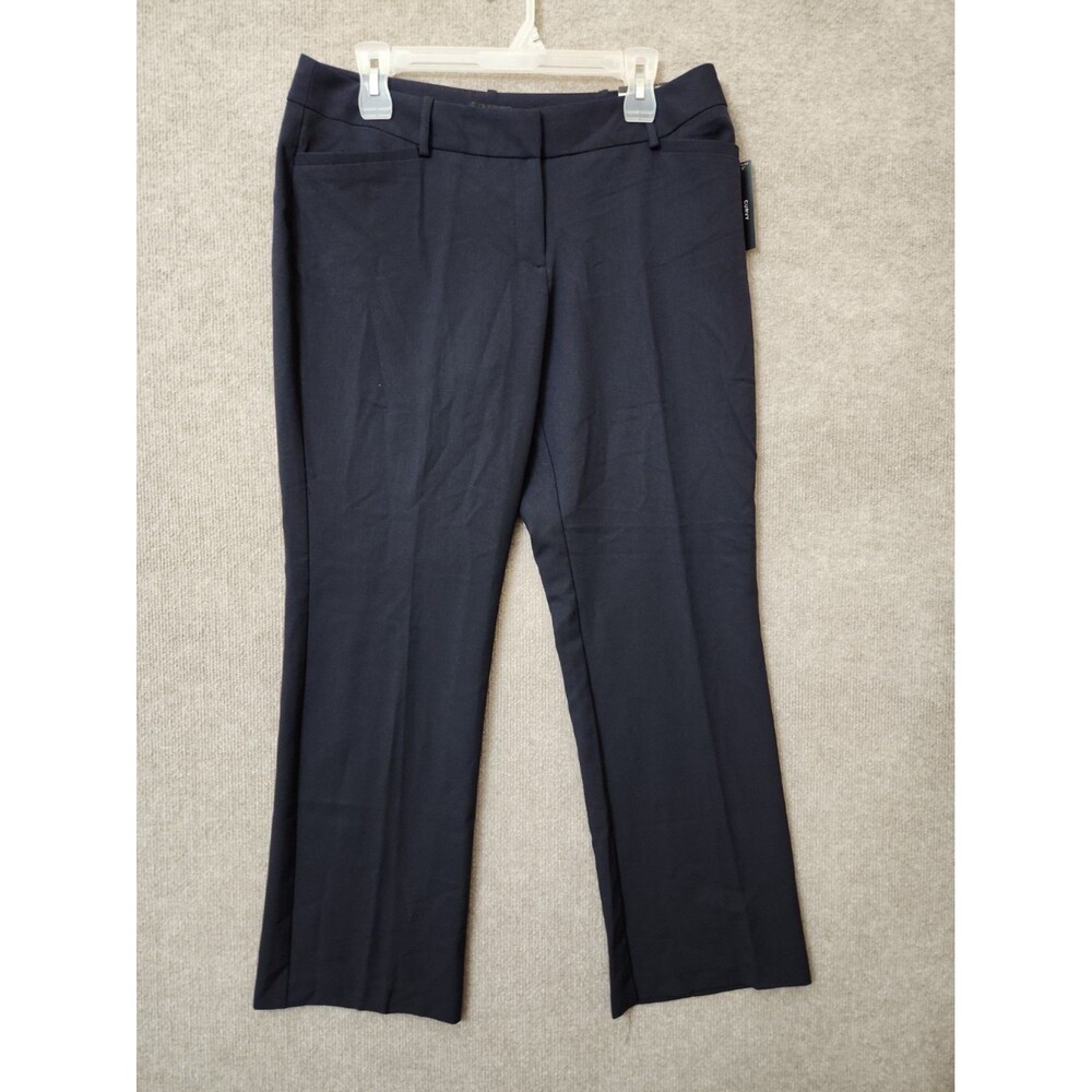 Worthington Curvy Perfect Trouser Leg Dress Pants Womens 10 Petite Navy Blue NEW